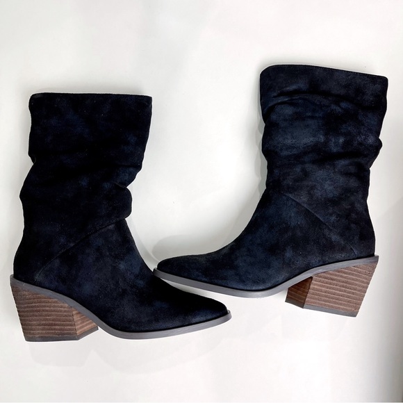 Band of Gypsies Womens Black Crash Pull On Block Heel Mid Calf Boots Size 6 - Picture 9 of 10